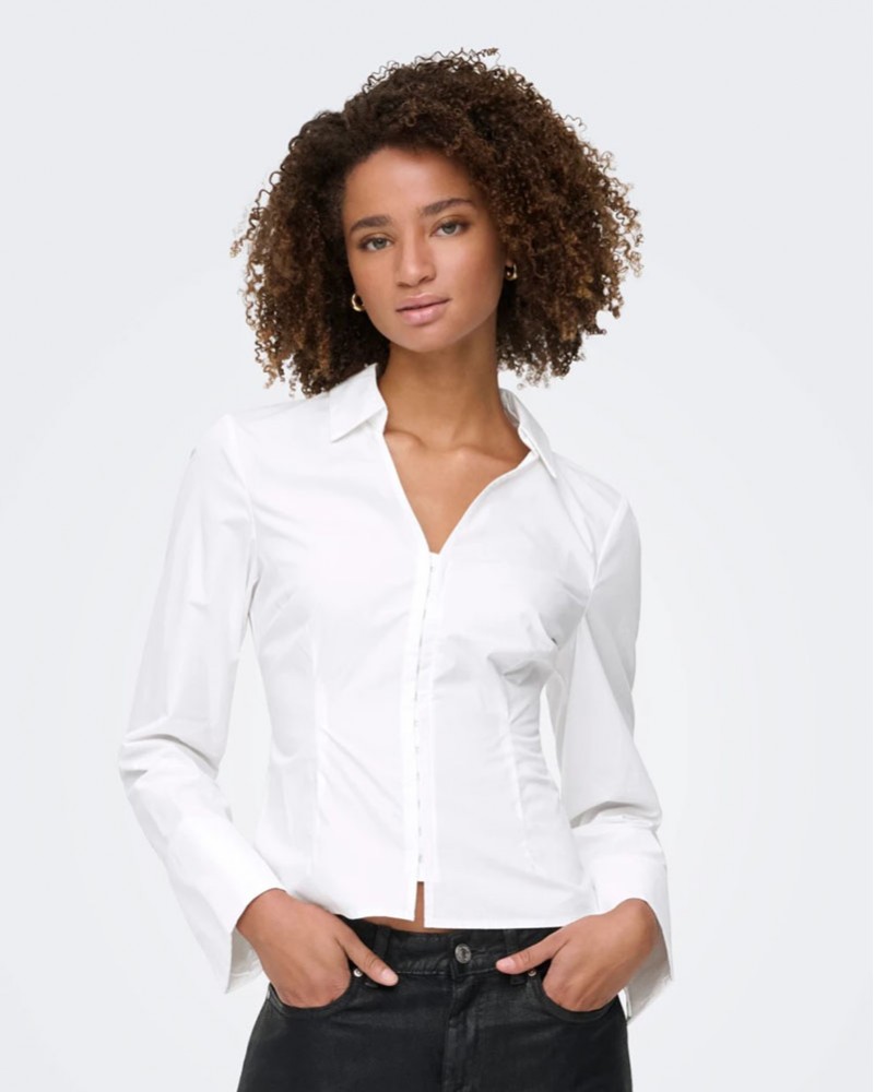 ONLY ONLBEYA LS FITTED HOOK SHIRT WVN - 15360691