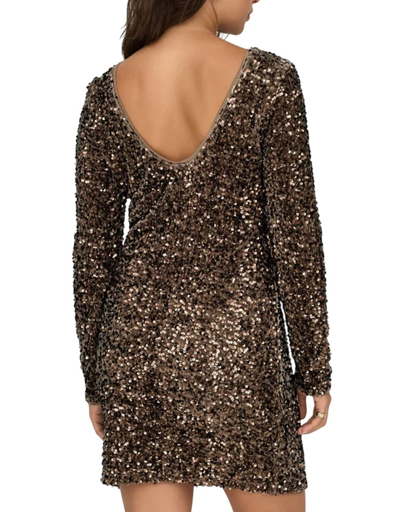 ONLY ONLCONFIDENCE L/S DEEP SEQUINS DRESSJRS. - 15360167