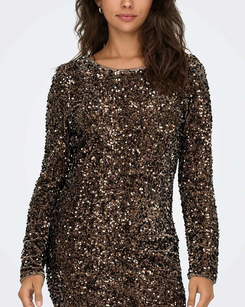 ONLY ONLCONFIDENCE L/S DEEP SEQUINS DRESSJRS. - 15360167