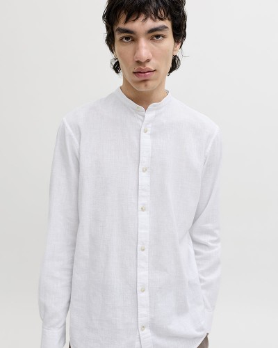 JACK & JONES JJESUMMER LINEN BLEND BAND SHIRT L/S SN - 12289184