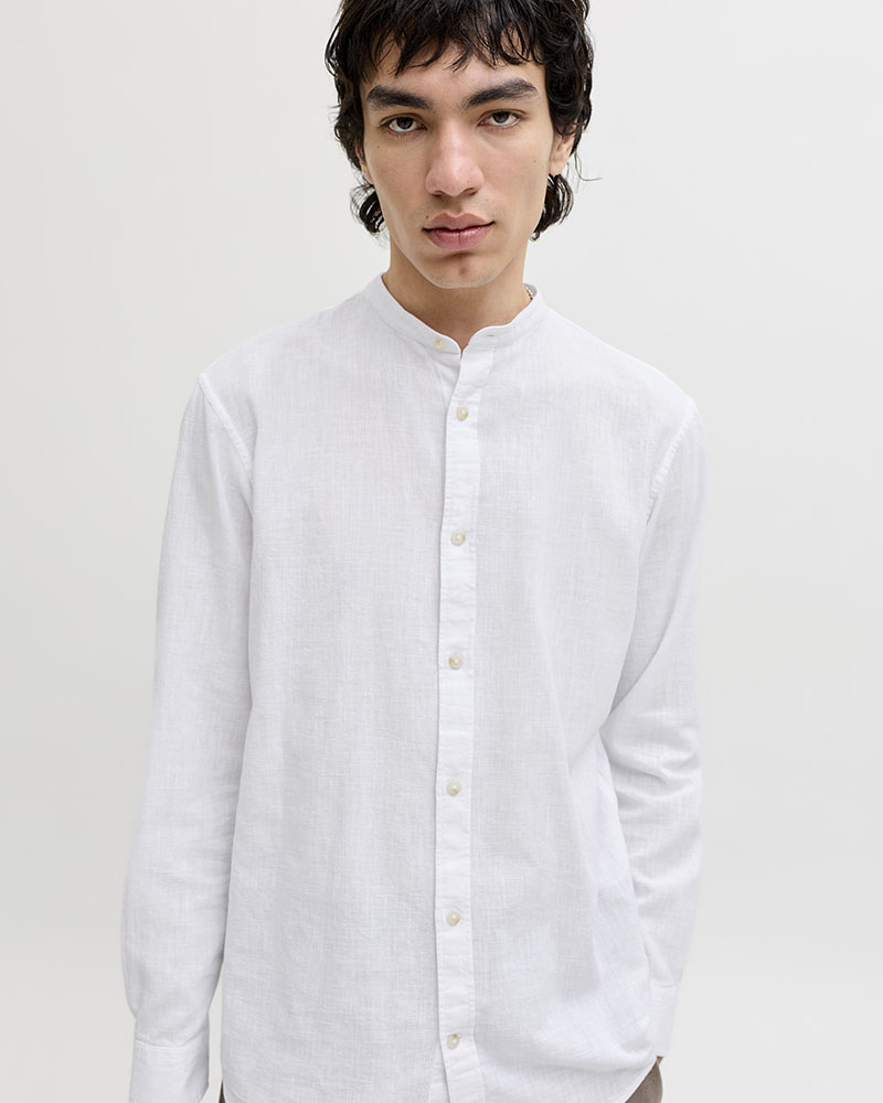 JACK & JONES JJESUMMER LINEN BLEND BAND SHIRT L/S SN - 12289184