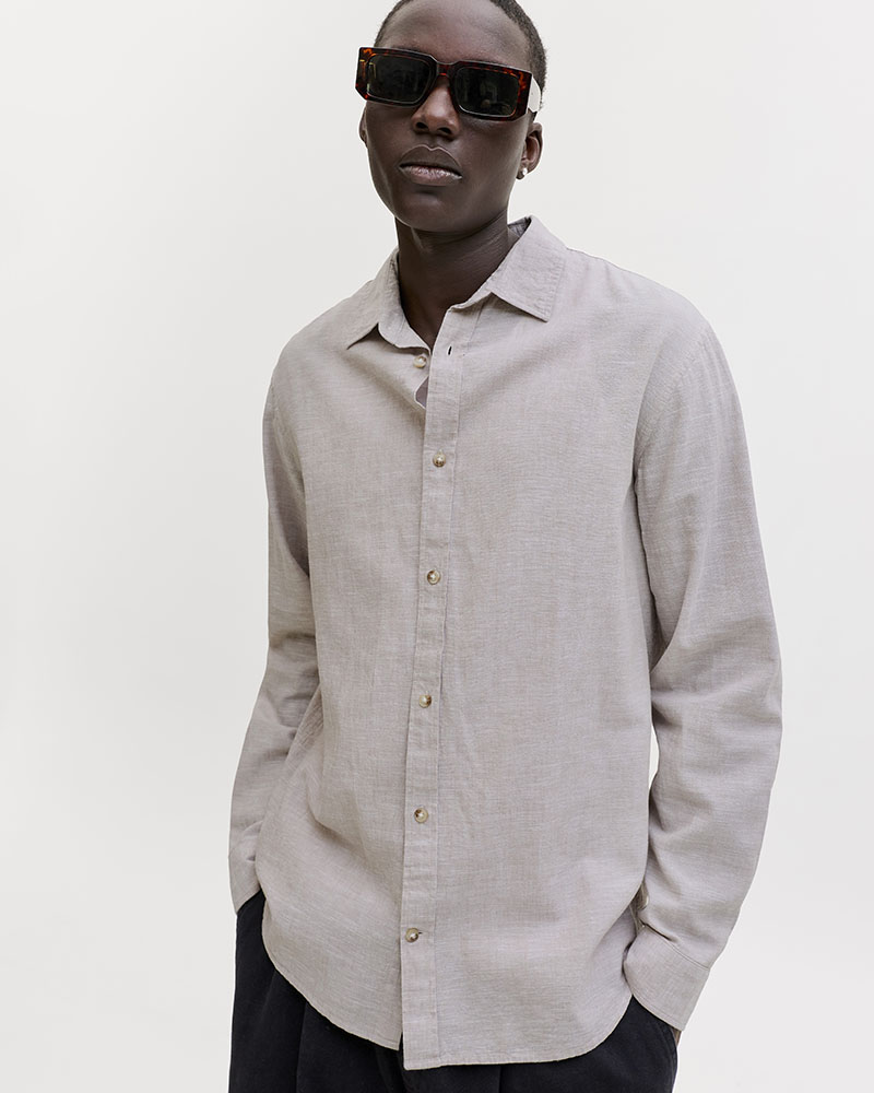 JACK & JONES JJESUMMER LINEN BLEND SHIRT L/S SN - 12289174