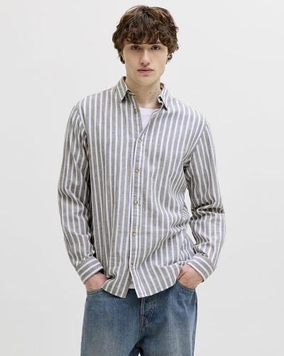 JACK & JONES JJESUMMER LINEN BLEND SHIRT L/S SN - 12289174