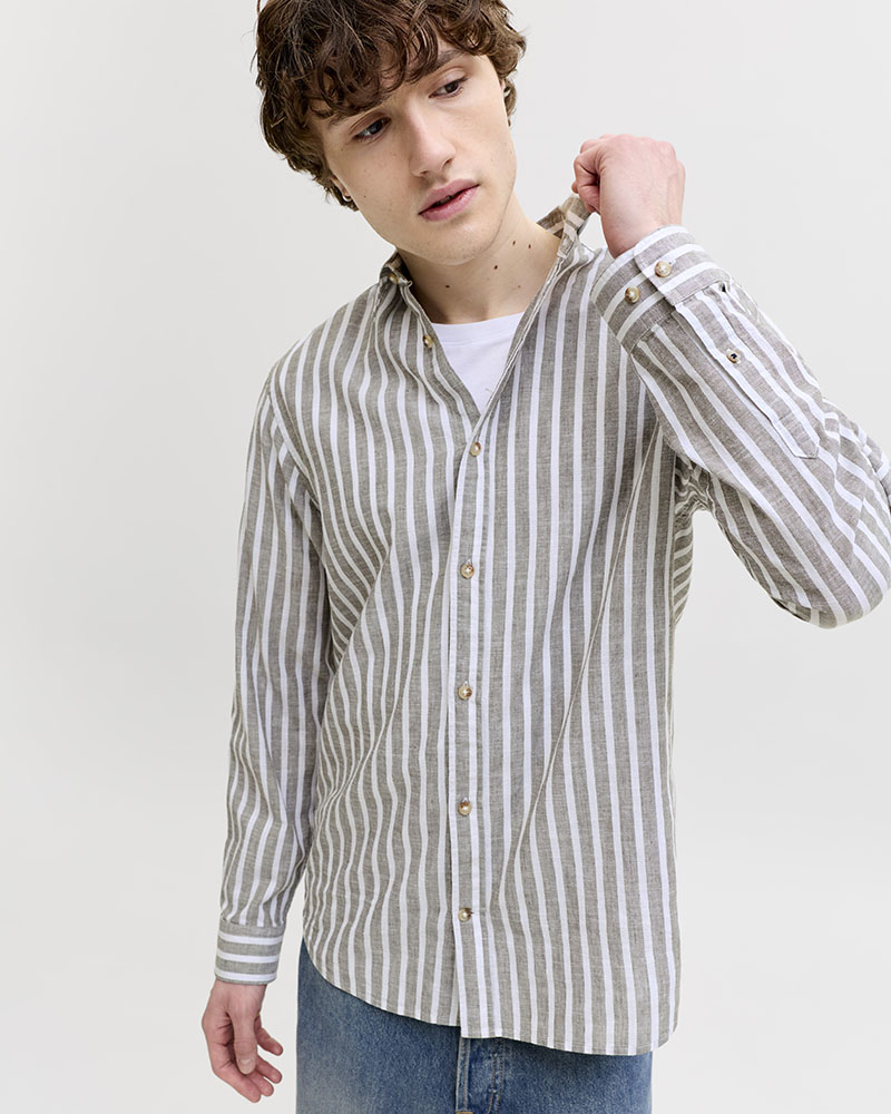 JACK & JONES JJESUMMER LINEN BLEND SHIRT L/S SN - 12289174