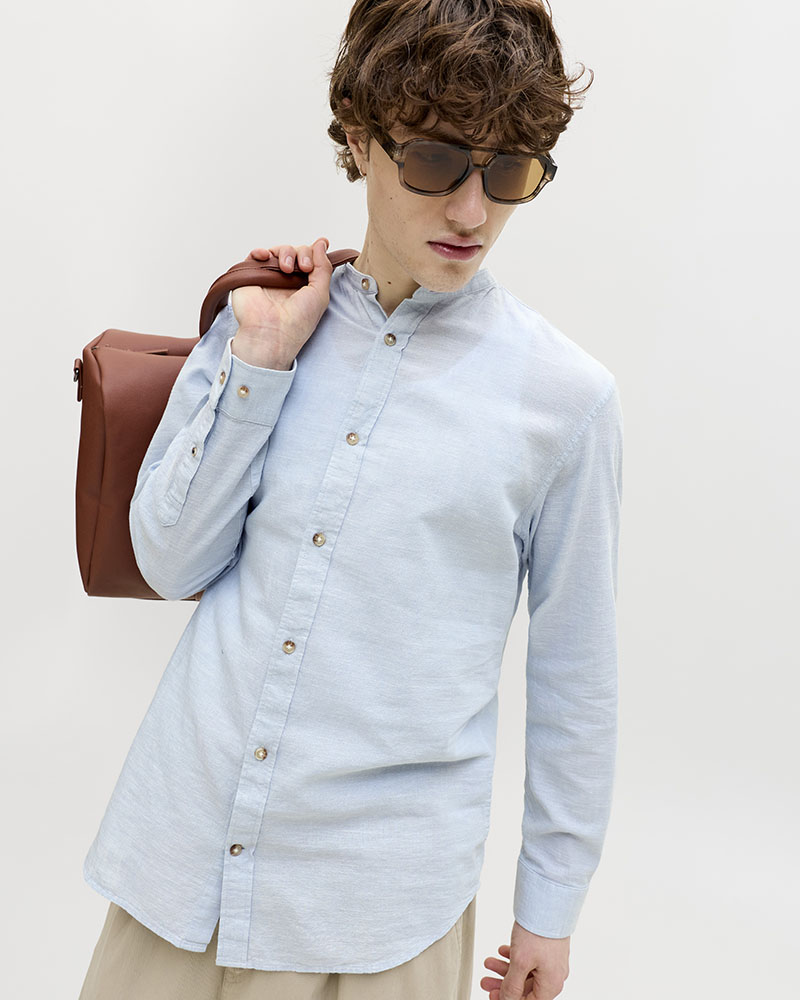 JACK & JONES JJESUMMER LINEN BLEND BAND SHIRT L/S SN - 12289184