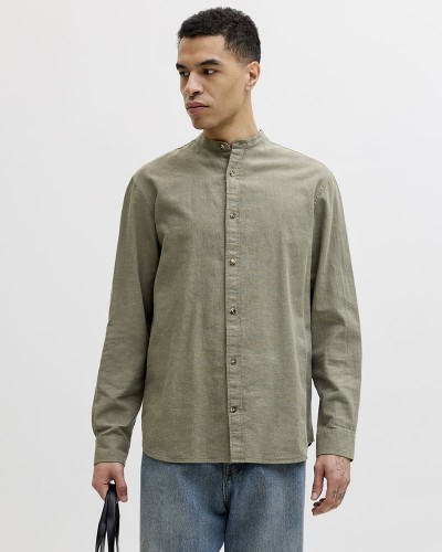 JACK & JONES JJESUMMER LINEN BLEND BAND SHIRT L/S SN - 12289184