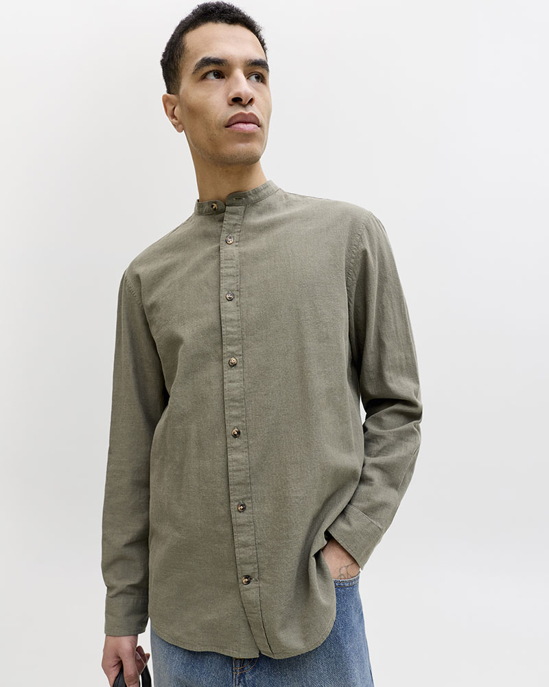 JACK & JONES JJESUMMER LINEN BLEND BAND SHIRT L/S SN - 12289184
