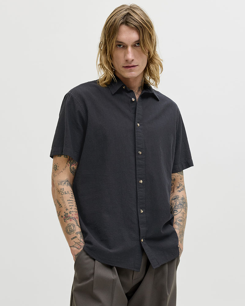 JACK & JONES JJESUMMER LINEN BLEND SHIRT S/S SN - 12289160