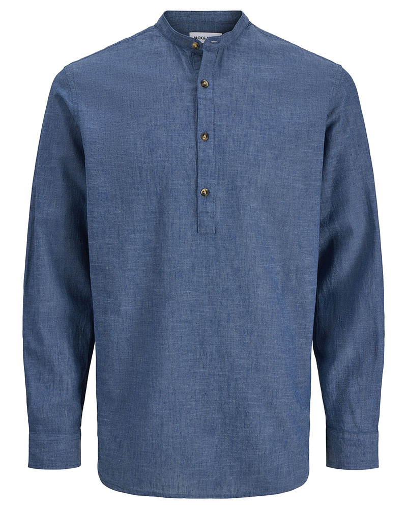 JACK & JONES JJESUMMER LINEN BLEND TUNIC SHIRT L/S SN - 12289190