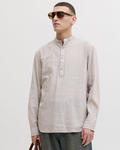 JACK & JONES JJESUMMER LINEN BLEND TUNIC SHIRT L/S SN - 12289190