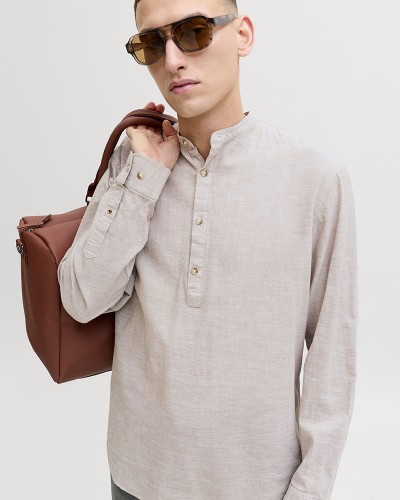 JACK & JONES JJESUMMER LINEN BLEND TUNIC SHIRT L/S SN - 12289190