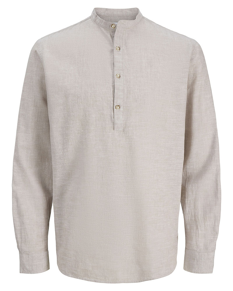 JACK & JONES JJESUMMER LINEN BLEND TUNIC SHIRT L/S SN - 12289190