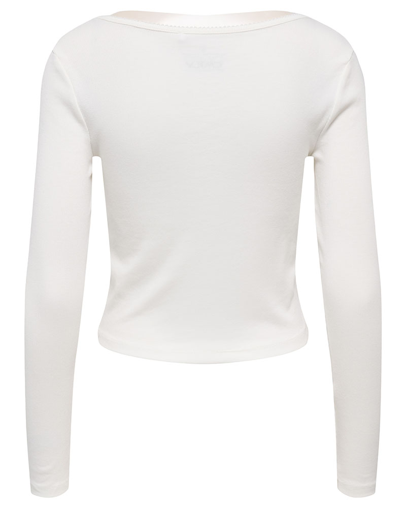 ONLY ONLBETTY L/S SCALLOP V-NECK CC JRS - 15365756