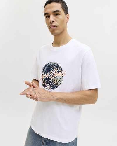 JACK & JONES JJHONOLULU SHAPE TEE SS CREW NECK LN - 12288088