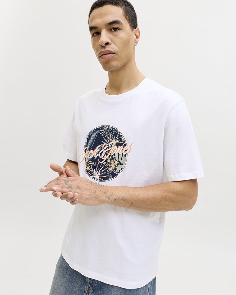 JACK & JONES JJHONOLULU SHAPE TEE SS CREW NECK LN - 12288088
