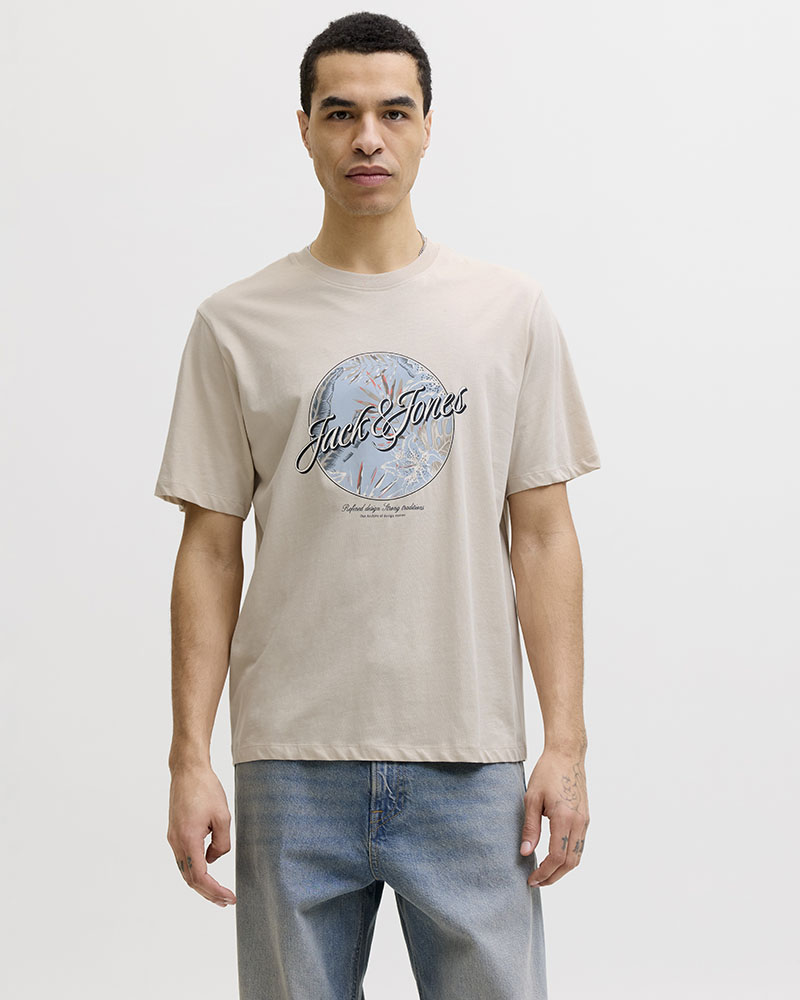 JACK & JONES JJHONOLULU SHAPE TEE SS CREW NECK LN - 12288088