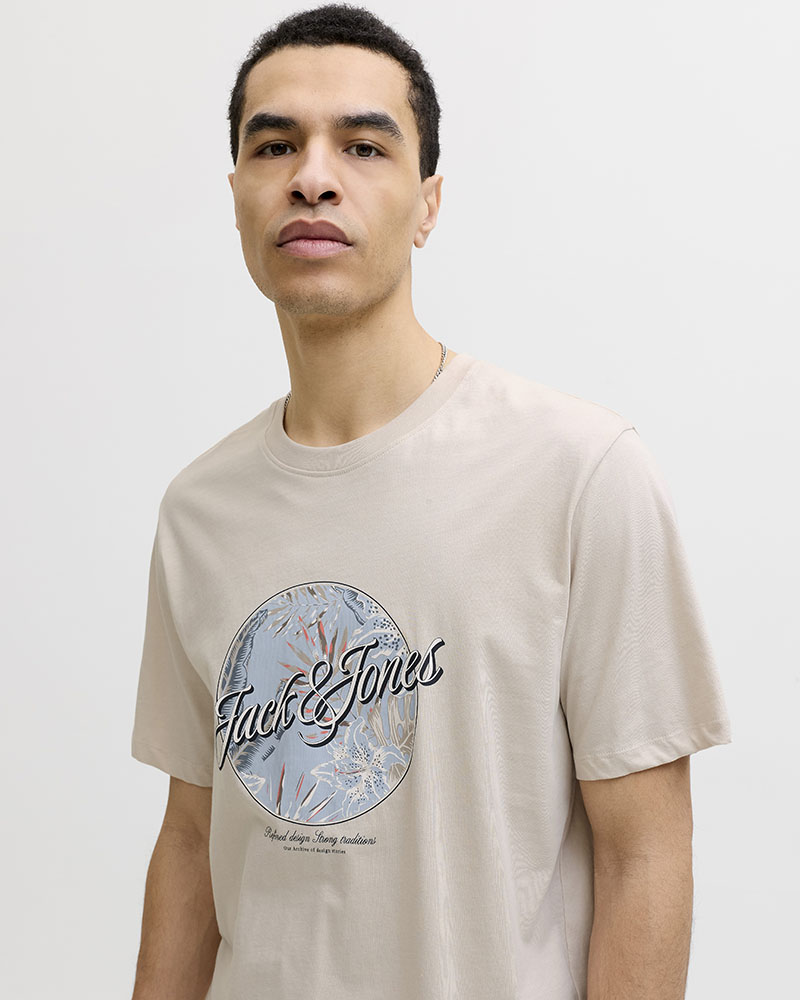 JACK & JONES JJHONOLULU SHAPE TEE SS CREW NECK LN - 12288088