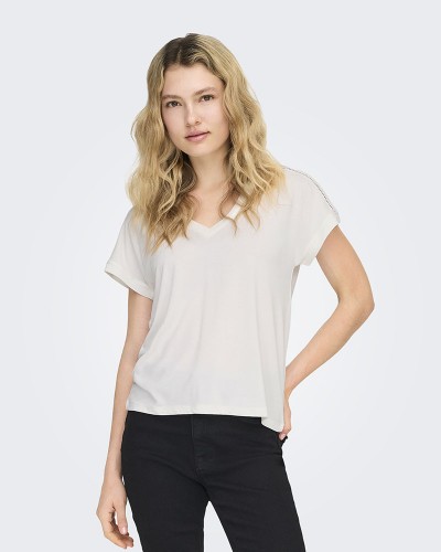 ONLY ONLFREE LIFE S/S V-NECK LACE TOP JRS - 15369294