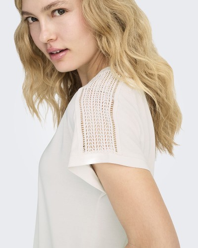 ONLY ONLFREE LIFE S/S V-NECK LACE TOP JRS - 15369294