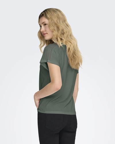 ONLY ONLFREE LIFE S/S V-NECK LACE TOP JRS - 15369294