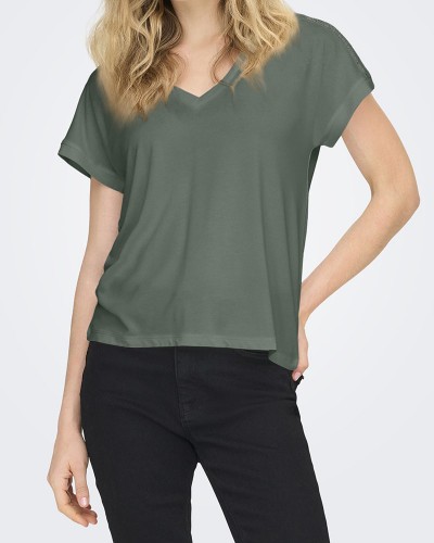 ONLY ONLFREE LIFE S/S V-NECK LACE TOP JRS - 15369294