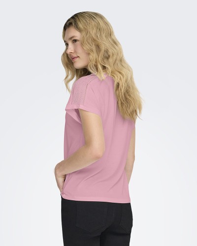 ONLY ONLFREE LIFE S/S V-NECK LACE TOP JRS - 15369294