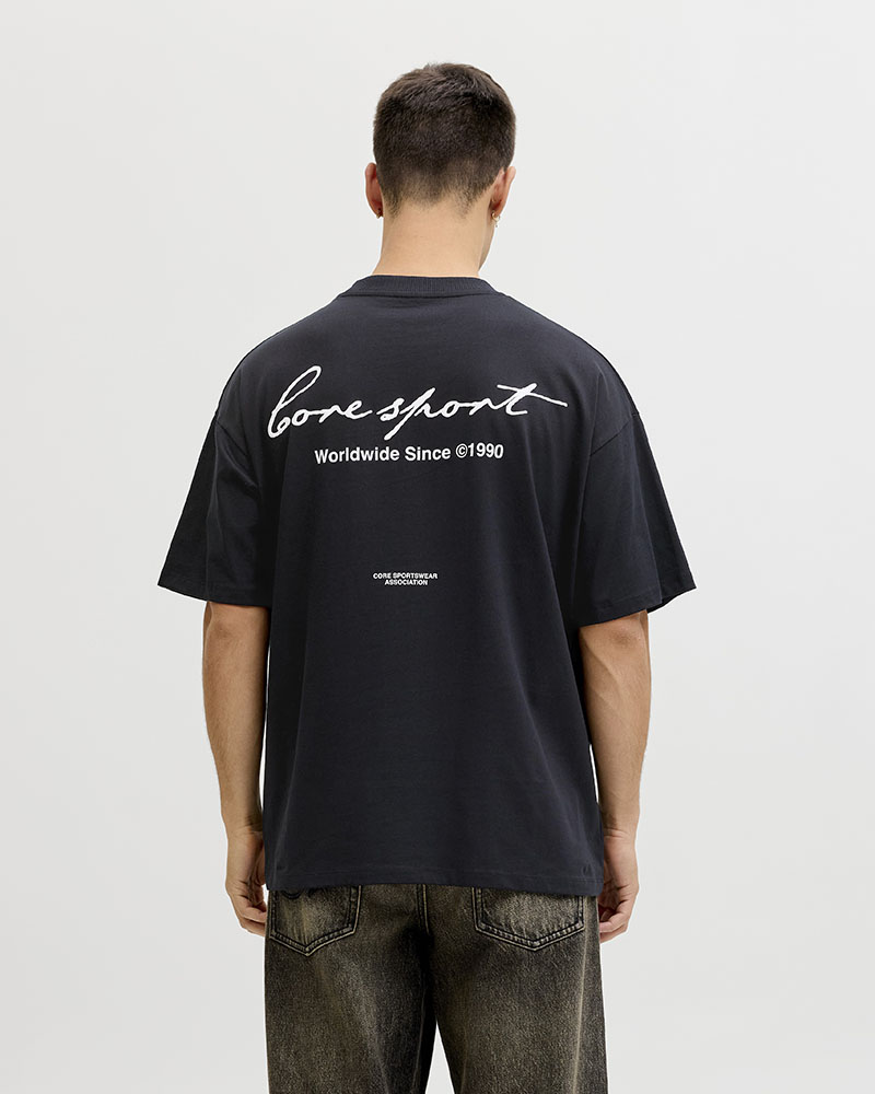 JACK & JONES JCODUST SCRIPT BACK TEE SS CREW NECK - 12292982