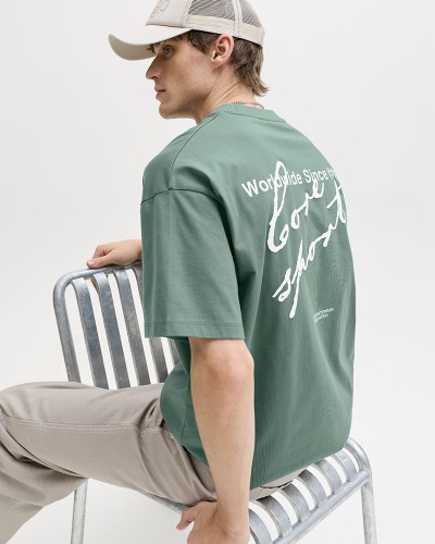 JACK & JONES JCODUST SCRIPT BACK TEE SS CREW NECK - 12292982