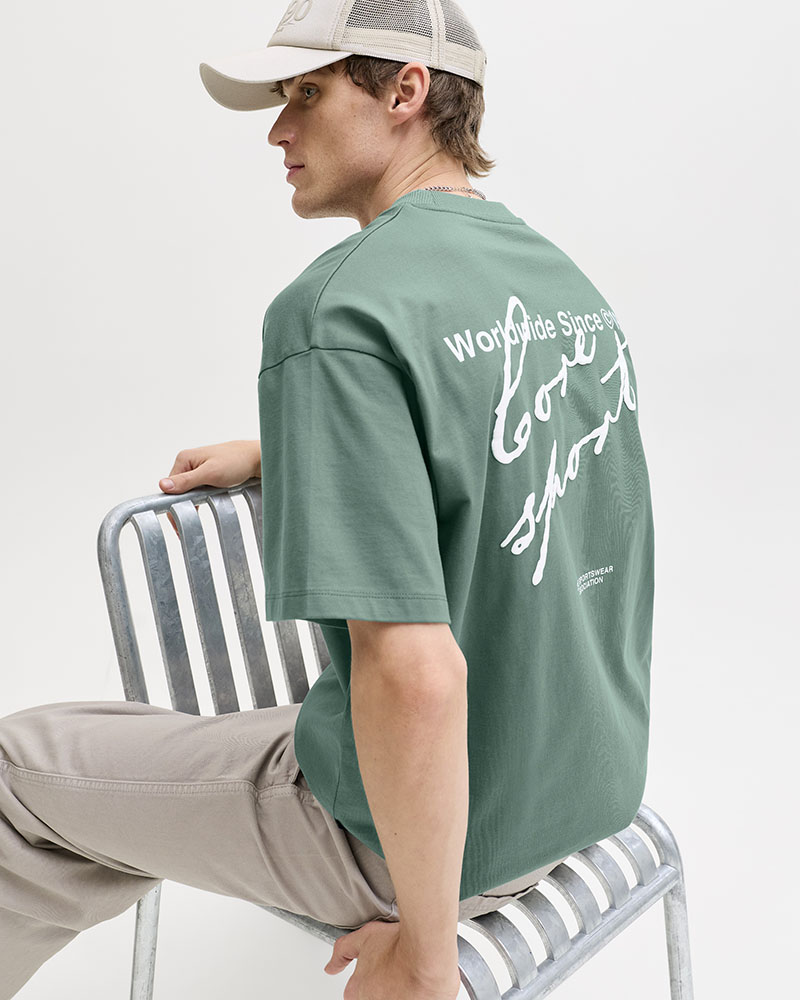 JACK & JONES JCODUST SCRIPT BACK TEE SS CREW NECK - 12292982