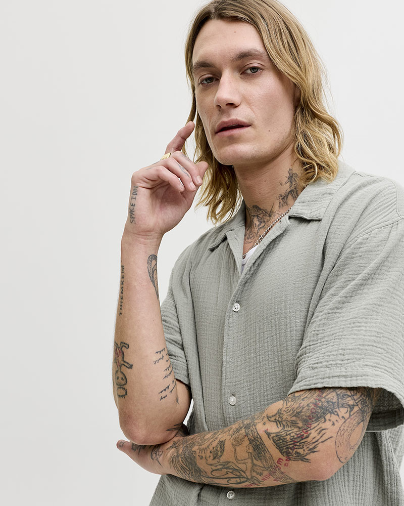 JACK & JONES JORNANTUCKET DOUBLE CLOTH SHIRT SS EA26 - 12291812