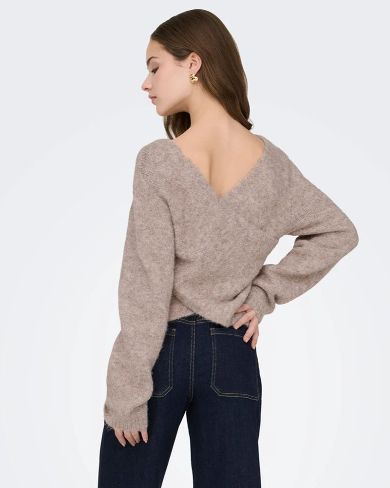 ONLY ONLZAGGIE LIFE LS V-NECK REVERSIB EX KNT - 15376349