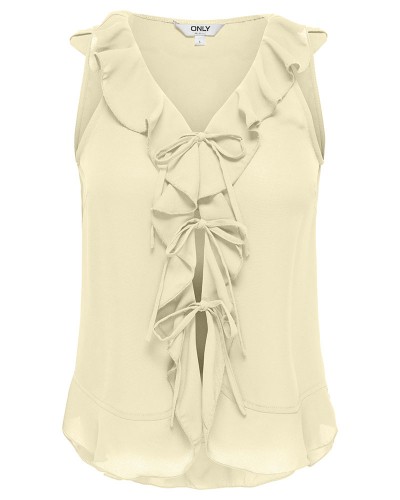 ONLY ONLMONET S/L FLOWY V-NECK RUFFLE TOP WVN - 15371044