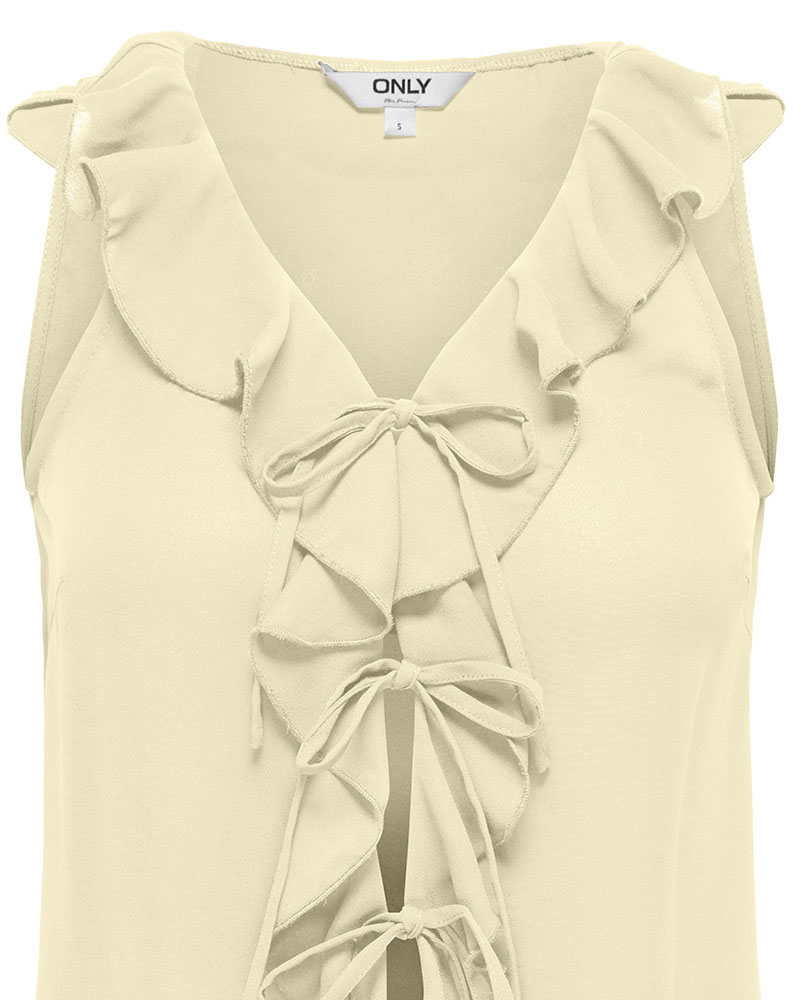 ONLY ONLMONET S/L FLOWY V-NECK RUFFLE TOP WVN - 15371044