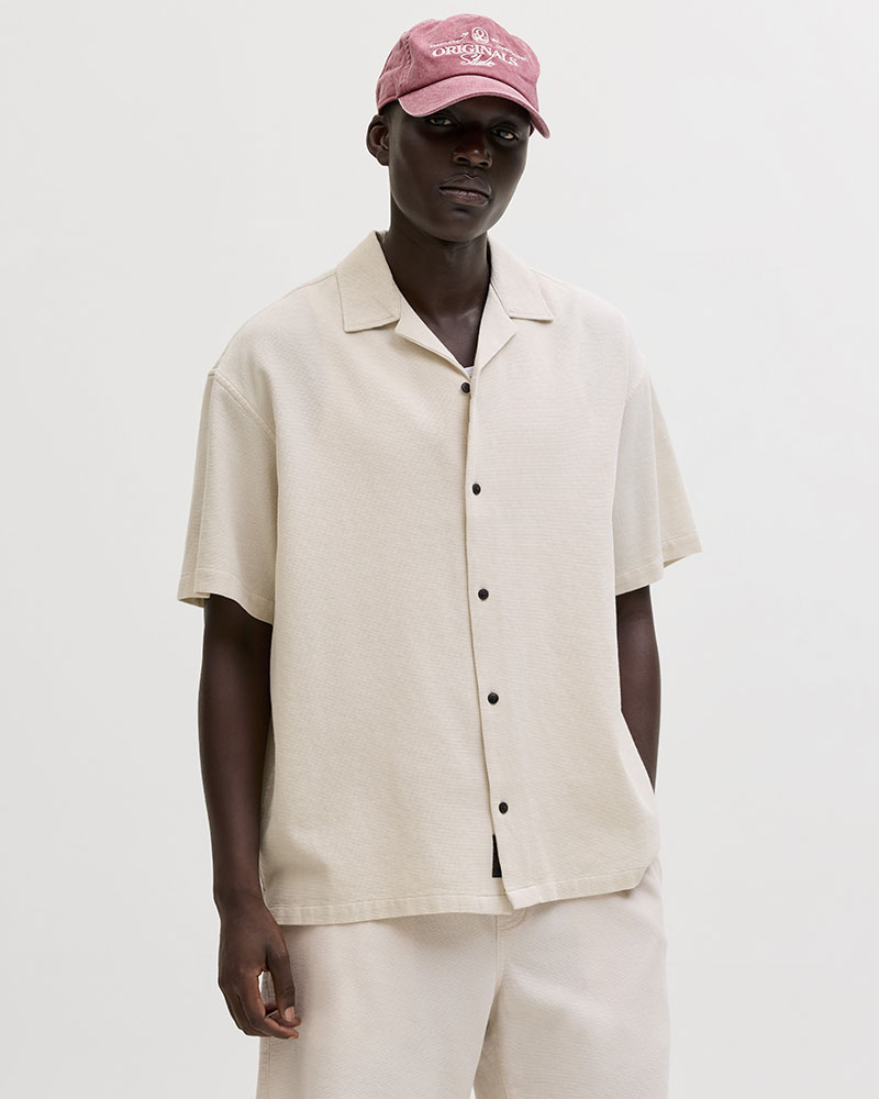 JACK & JONES JJGLOBAL WAFFLE RESORT SHIRT SS - 12295551