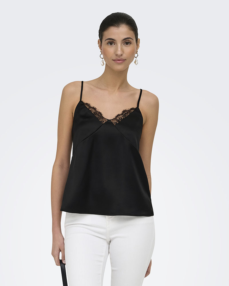 ONLY ONLFARAYA STRAP LACE SATIN TOP WVN - 15380254