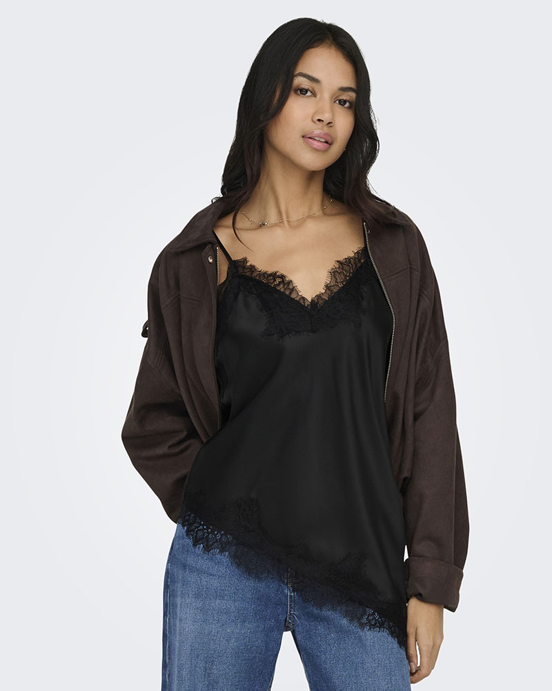 ONLY ONLBELLA STRAP SATIN LACE TOP WVN EX - 15380522