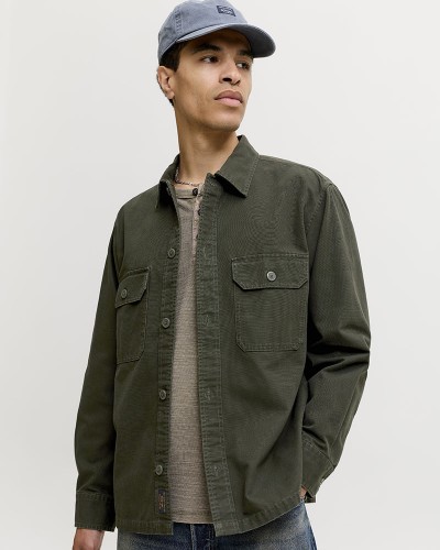 JACK & JONES JJECOLTON CANVAS OVERSHIRT LS SN - 12298629
