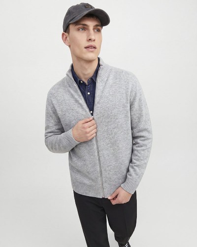 JACK & JONES JJSOHO OLLIE KNIT HIGH NECK ZIP CAR SN - 12298535