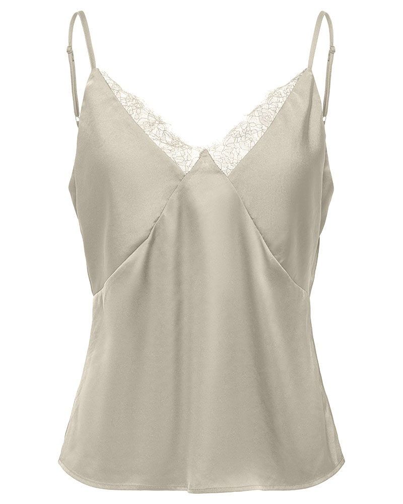 ONLY ONLFARAYA STRAP LACE SATIN TOP WVN - 15380254