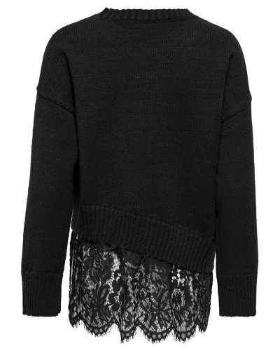 ONLY ONLEVIE LS LACE MIX O-NECK KNT - 15382505