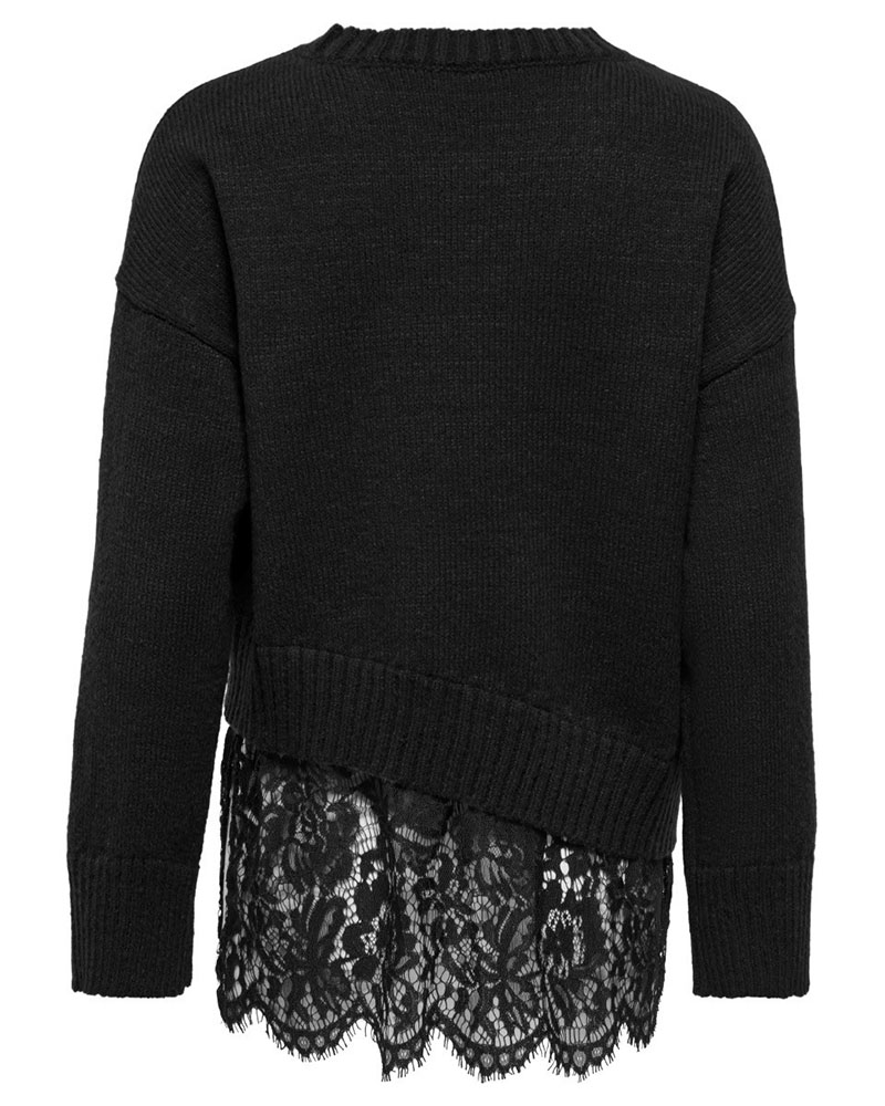 ONLY ONLEVIE LS LACE MIX O-NECK KNT - 15382505