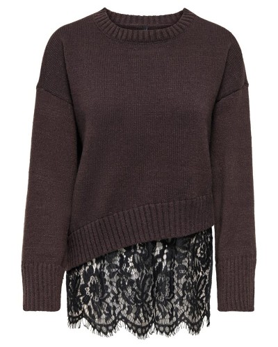 ONLY ONLEVIE LS LACE MIX O-NECK KNT - 15382505