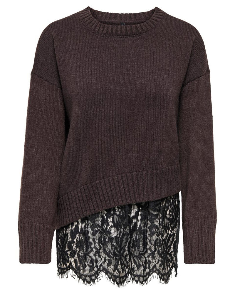 ONLY ONLEVIE LS LACE MIX O-NECK KNT - 15382505