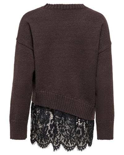 ONLY ONLEVIE LS LACE MIX O-NECK KNT - 15382505