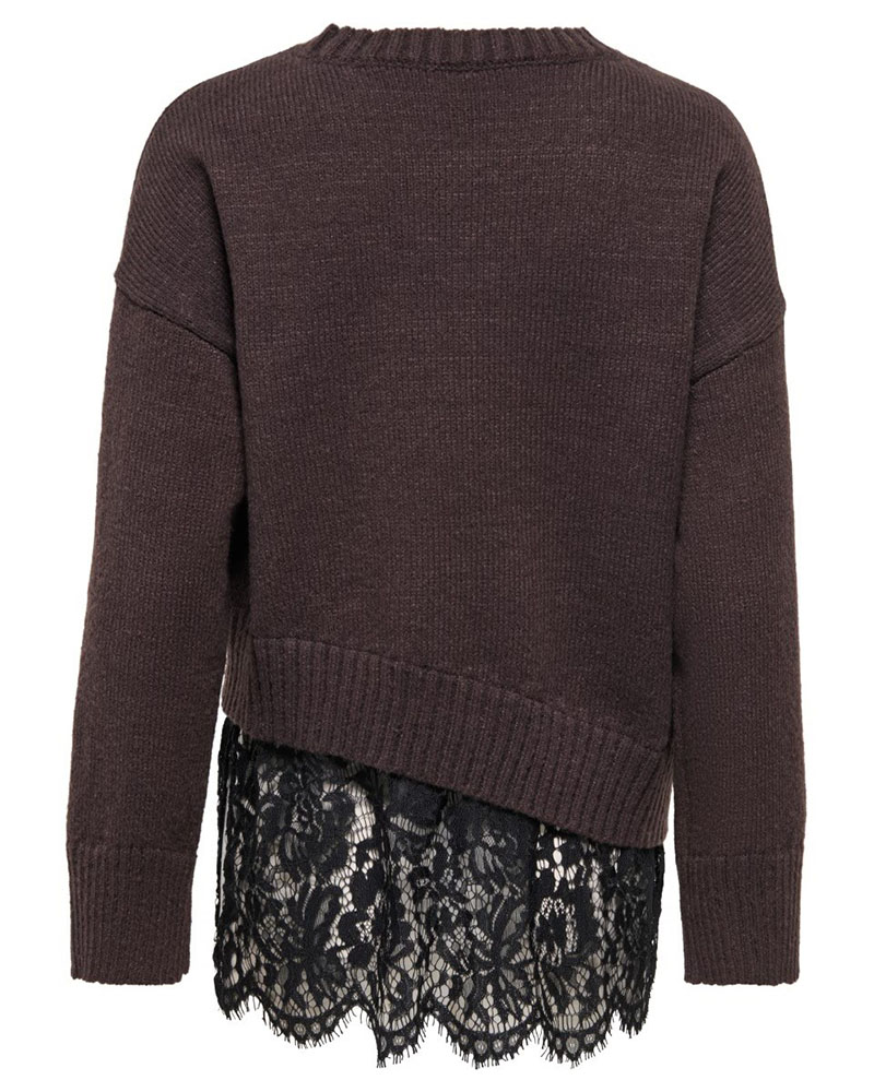 ONLY ONLEVIE LS LACE MIX O-NECK KNT - 15382505