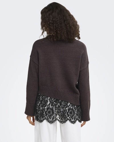 ONLY ONLEVIE LS LACE MIX O-NECK KNT - 15382505