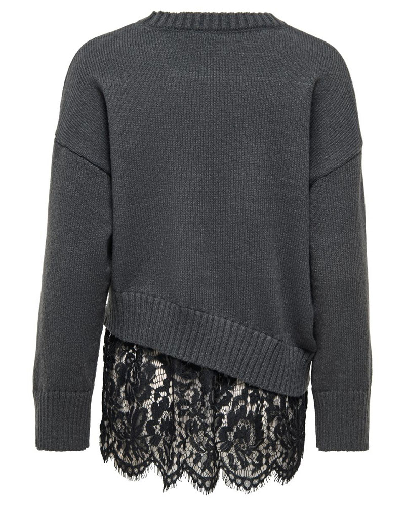 ONLY ONLEVIE LS LACE MIX O-NECK KNT - 15382505