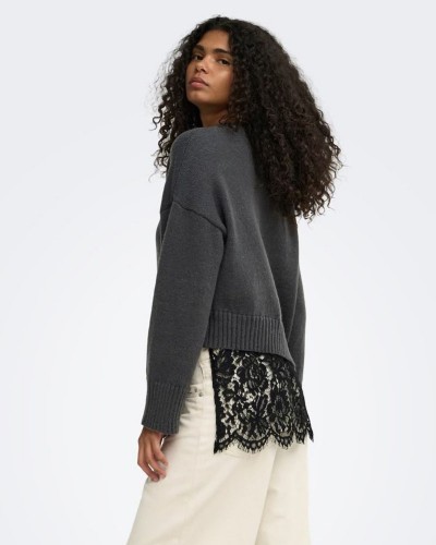 ONLY ONLEVIE LS LACE MIX O-NECK KNT - 15382505