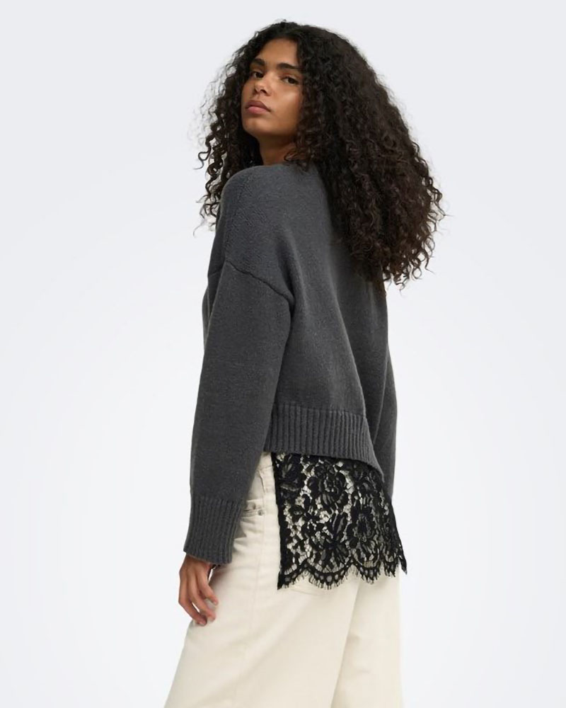 ONLY ONLEVIE LS LACE MIX O-NECK KNT - 15382505