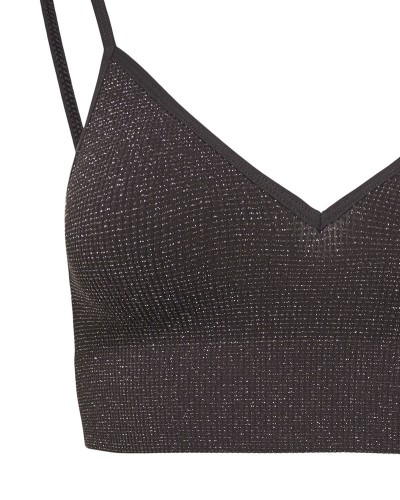 ONLY ONLVICKY GLITTER SEAMLESS V-NECK TOP ACC - 15245895
